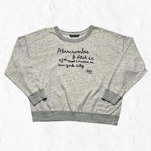 Abercrombie & Fitch Embroidered Cozy Sweatshirt Heather Gray XL